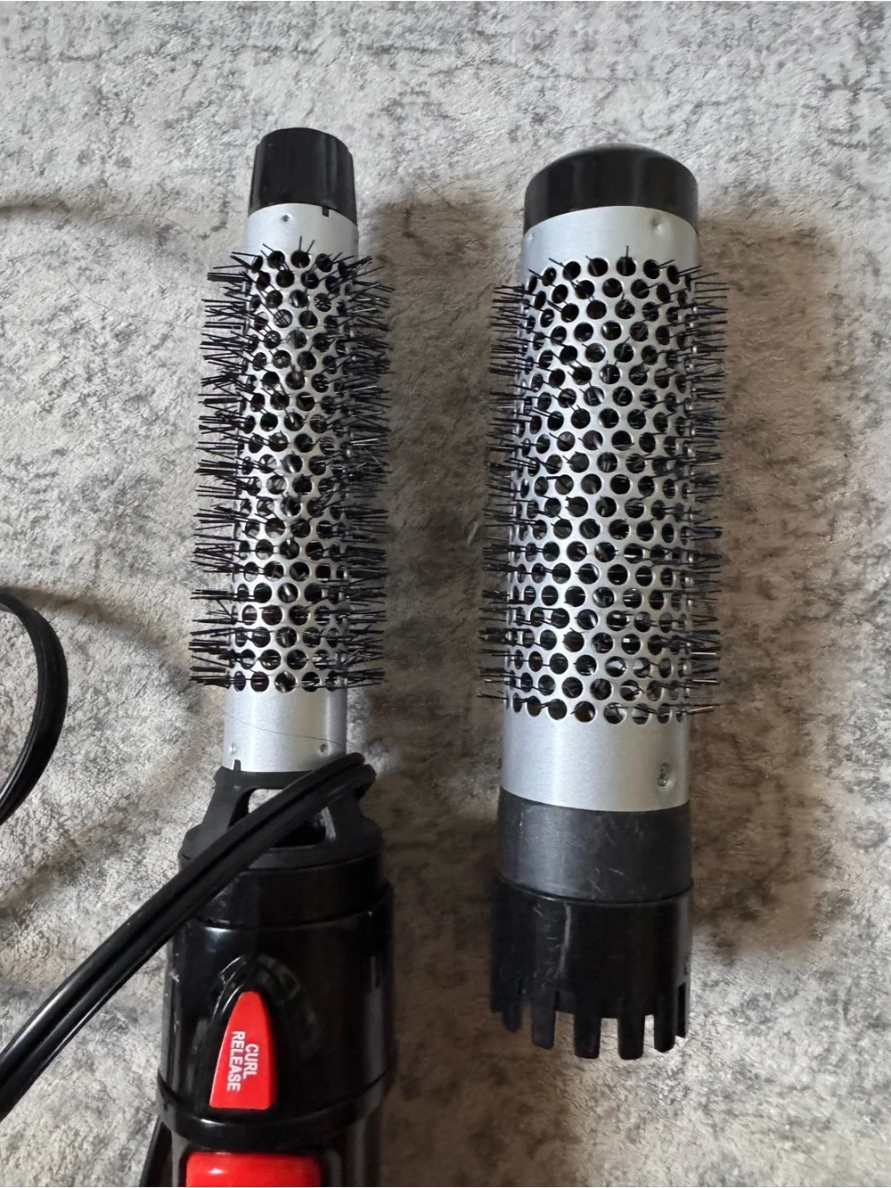 Revlon Black and Red Ceramic Hot Air Styling Brush with Interchangeable Barrels